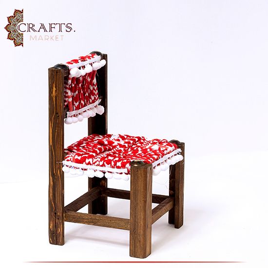 Handmade Miniature Wood Chair Desk Decor in Shemagh Design