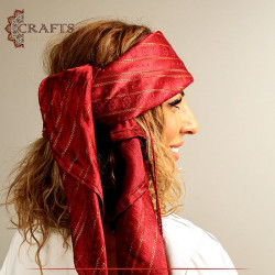 Handmade Dark Red Cotton Women " Hattah " Head Band
