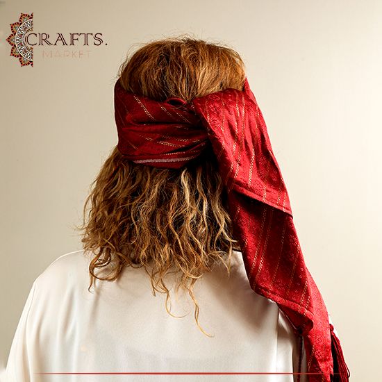 Handmade Dark Red Cotton Women  Hattah  Head Band