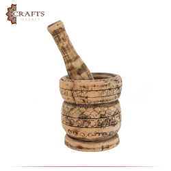 Handcrafted Light Brwon Walnut Wood Mortar and pestle with a Traditional Design