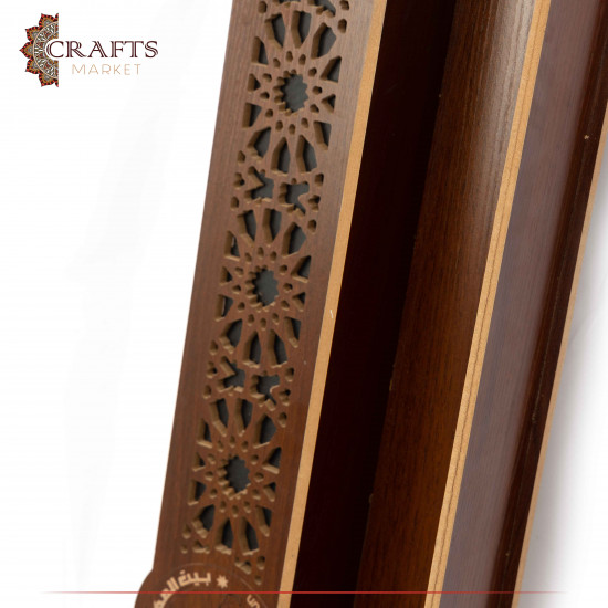Handmade Brown Wooden Walking Cane Saving Box with an Arabian Design.