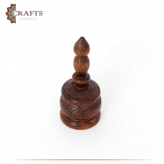 Handcrafted Dark Brown Eucalyptus Wood Miniature Mortar with a Traditional Design 