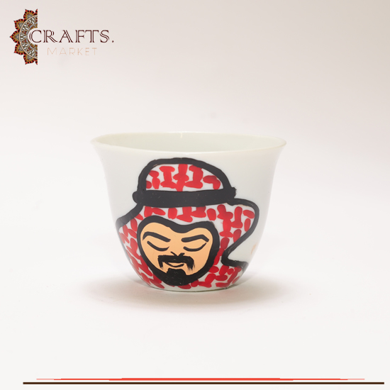 Handmade Porcelain Coffee Cup Set with Arabic Design 12PCS
