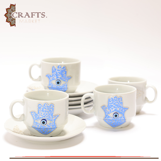 Handmade Porcelain Coffee Cup Set with Hand  shape, 12PCS