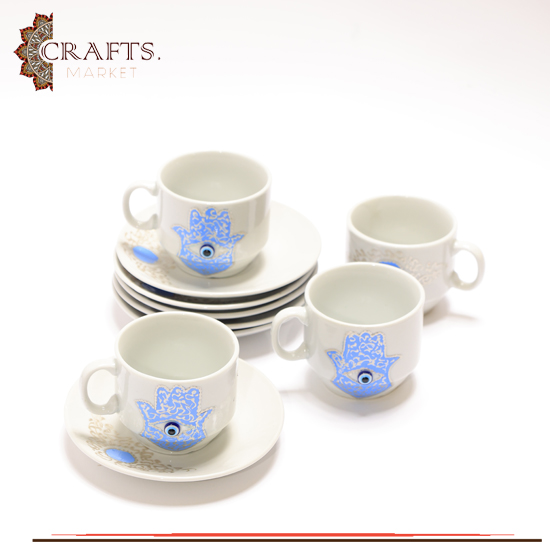 Handmade Porcelain Coffee Cup Set with Hand  shape, 12PCS