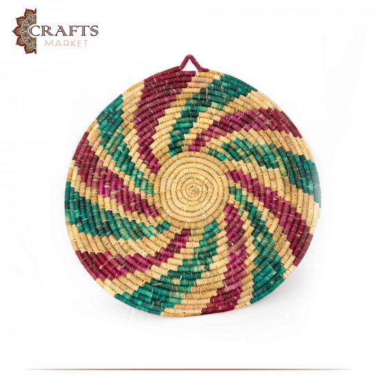 Handmade Round Straw Wall Hanging with a Delicate Design