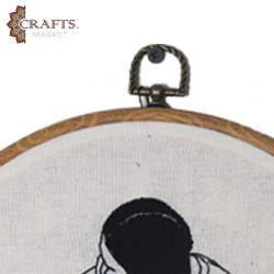Handcrafted Beige Linen Round Embroidery Hoop 