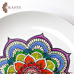 Handmade Porcelain Plate Table Decor with Mandala Design 