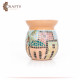 Handmade Multi-Color Clay Essential Oil Burner with a village design