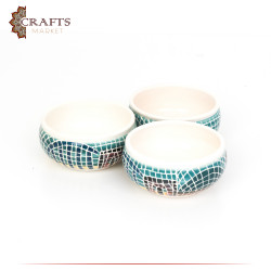 Handmade Multi-Color Clay  Plate Set with a village design 3 Pcs 