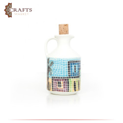 Handmade Multi-Color Clay Oil / Vinegar Bottles with a village design