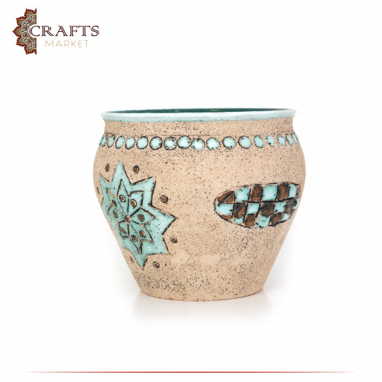 Handmade Due-Color Clay Plant Pots  Antique design