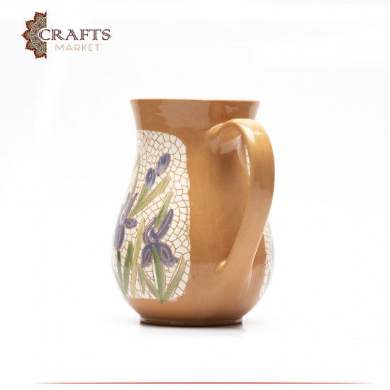 Needle-Engraved Clay black lily pitcher - Glass Coated