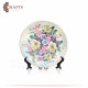 Hand-painted Multi Color Porcelain Plate Decoupage Art  in Flowers  Design