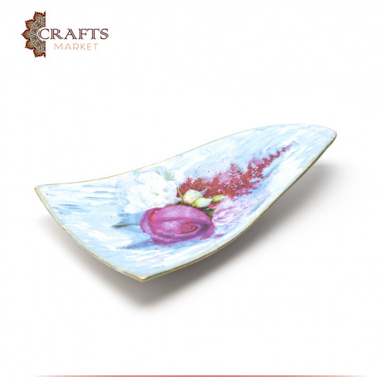 Hand-decorated Porcelain Dish, Table Decor with decoupage Art in a Juri Roses  Design