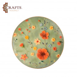 صحن زجاجي مرسوم باليد بتصميم فن الديكوباج  ورود الربيع 