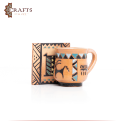 Handmade Ceramic Cup Set 2PCS, with a Pharaonic design