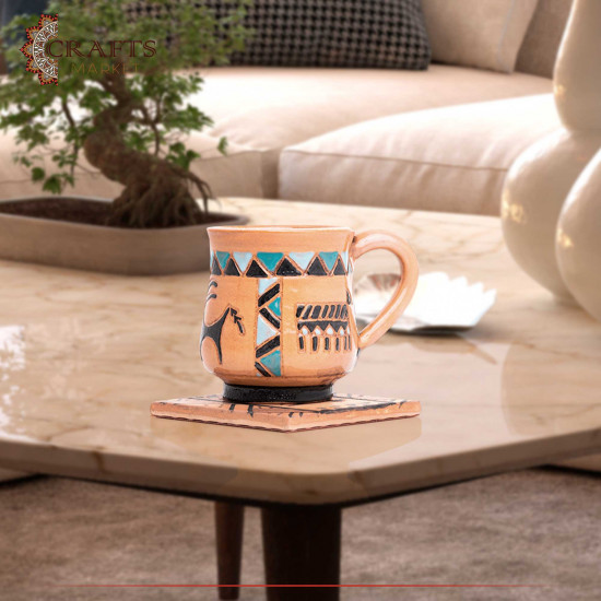 Handmade Ceramic Cup Set 2PCS, with a Pharaonic design