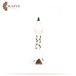 Handmade white clay candle décor with a Minaret design