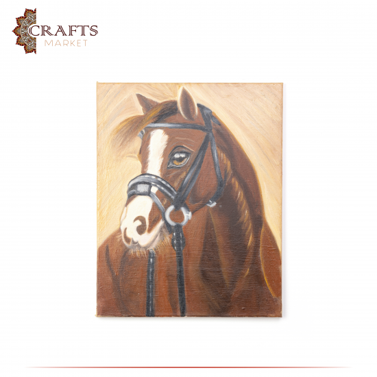 لوحة جدارية بألوان زيتية متعددة رسم يدوي بتصميم حصان