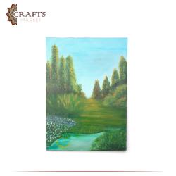 لوحة جدارية بألوان زيتية متعددة رسم يدوي بتصميم  الطبيعة  