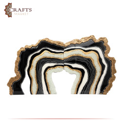Hand-painted Multi-Color Resin and Wood Wall Art Set, 2 PCs