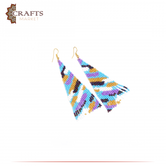 Handmade Multi Color Beads Women Earrings in a triangle Shape