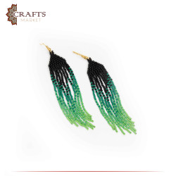 Handmade Multi-Color Beads Women Earrings - Black & Green