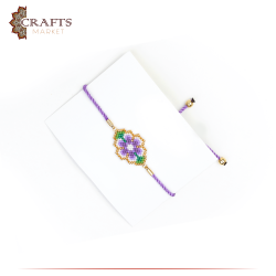Handmade Purple Women's Fabric Bracelet with a flower design