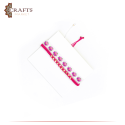 Handmade Fuchsia Beads Women Bracelet Set, 2PCs 