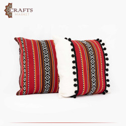 Handmade Red Sadu Set Pillow Cover 2 Pcs