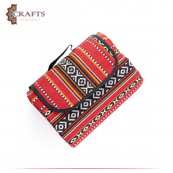 Handmade Red Patterned Roll-up Outdoor Mat