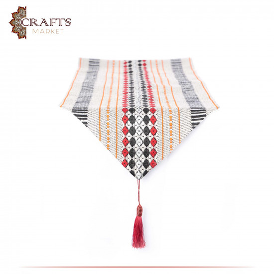 Handmade Duo-Color Patterned Table Runner in a Badia Design