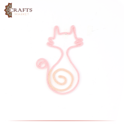 تعليقة حائط من القطن مصنوعة يدوياً بتصميم  قطة  لون زهري