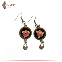 Handmade Bronze Toned Base Metal Earrings in a flowers Design 