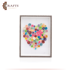 Handmade Paper Quilling Art Multi Color  Heart  Design 