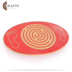 Hand-carved red wooden interactive game, Legs Balance game