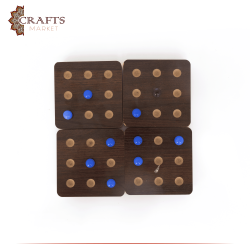 Hand-carved Brown Interactive Wooden Game , the "Pentago" 