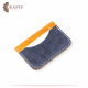 Genuine leather men's card holder in navy and honey