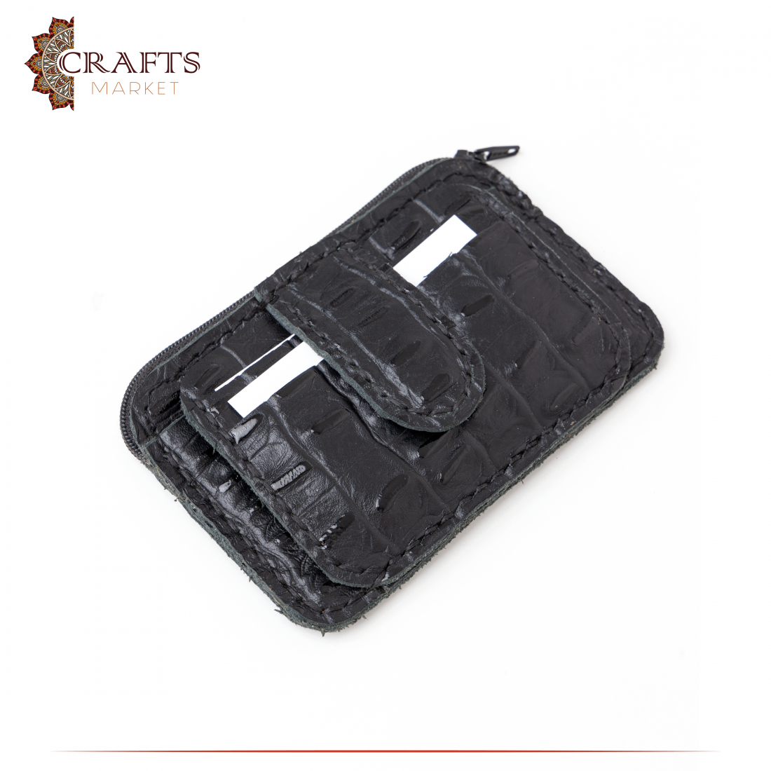 Black - Handcrafted Jacquard Weave Leather Wallet