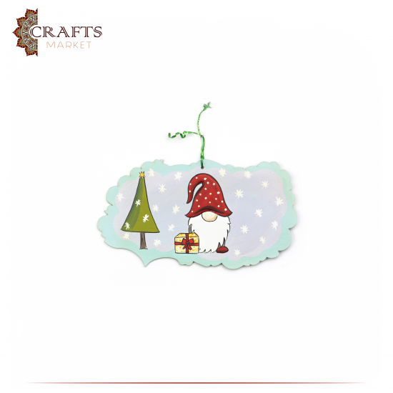 Handmade Wooden Christmas Hanger decorations designed by Santa Claus with Present Design Handmade Wooden Christmas Hanger decorations designed by Santa Claus with Present Design