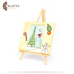 Handmade Multi-Colored wooden painting with Snowman design