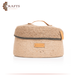 Handmade Handmade Beige Straw Covered Basket