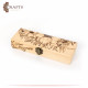 Pyrography Art Handmade Beige Wood Box with a Flowers Decoration