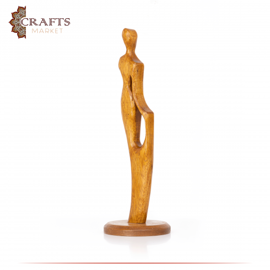 تمثال من الخشب منحوت باليد بتصميم فتاة بالفستان ديكور للمنزل 