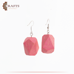 Handmade Pink Wooden Earrings