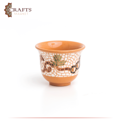 Handmade Brown Clay Coffee Cup Set in Mosaic Grape Design, 7 PCS