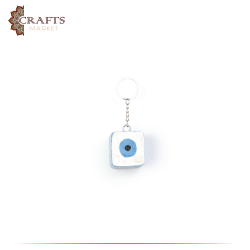 Handmade Duo-Color Wooden Key Chain with  Eye  Design