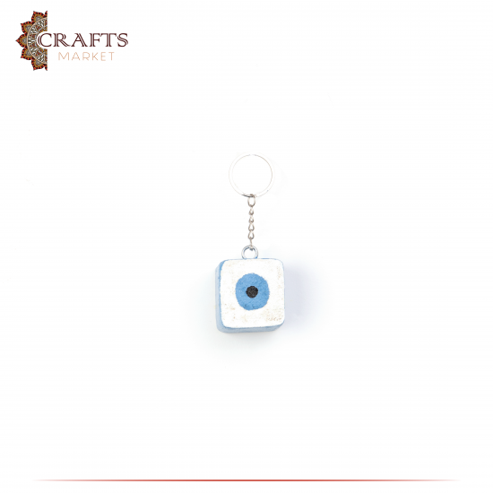 Handmade Duo-Color Wooden Key Chain with  Eye  Design