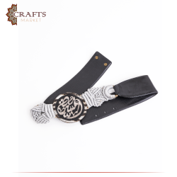 Handcrafted Due-Color Leather Belt with "Arabic script" Design